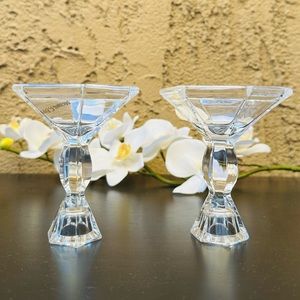 2 Pcs Michael C. Fina  Fifth Avenue Vintage 24% Lead Crystal Candle Holders